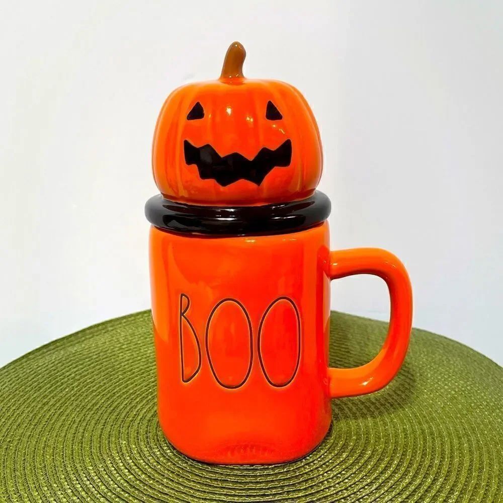 Rae Dunn Boo Halloween Pumpkin Mug with Topper NWT